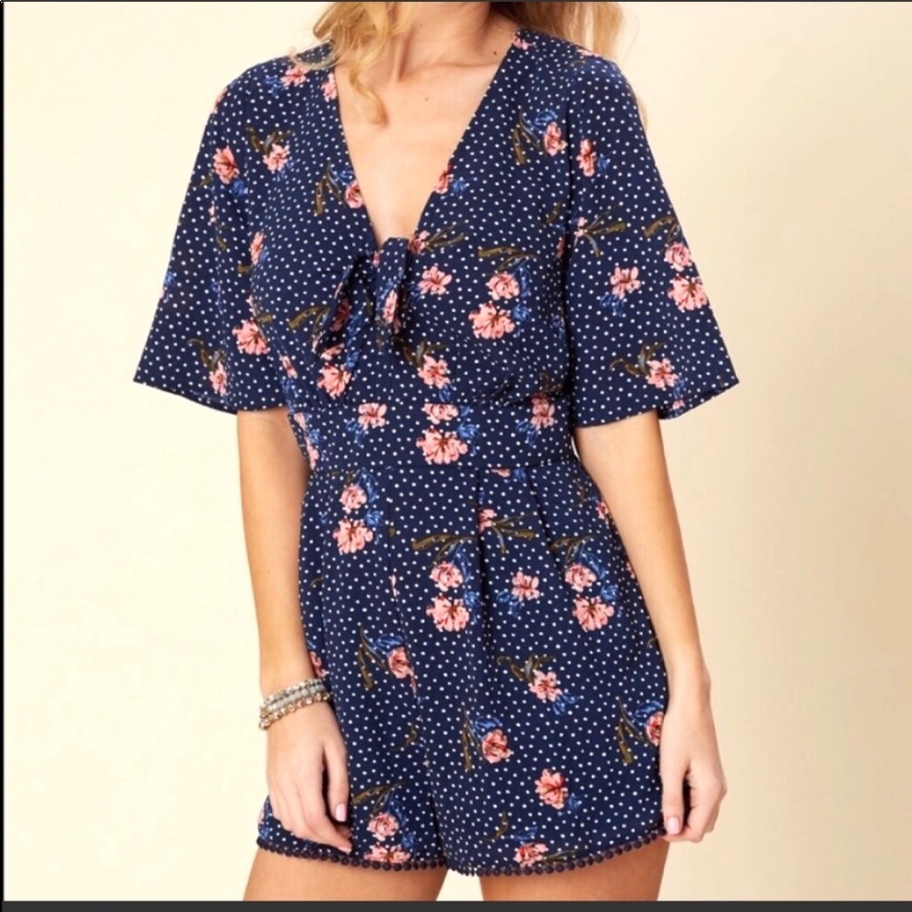 Altar’d state floral and polka dot romper